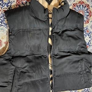 Thread & Supply Black Vest with Patterned Lining